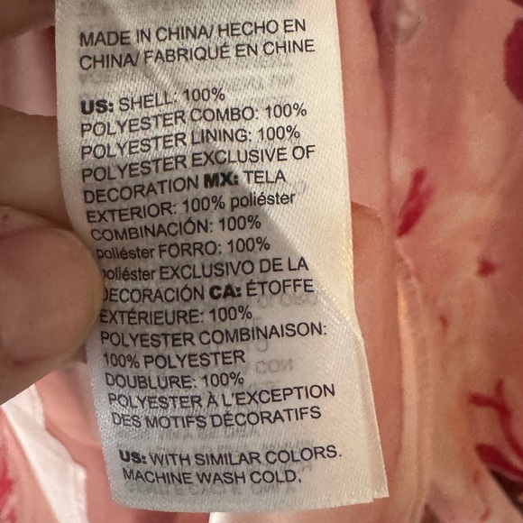 White House Black Market Red Floral Organza Dress Peach Satin Black Accents 10 - Picture 6 of 16